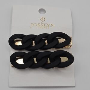 JOSSLYN COMPANY Black Chain Link Large Rubber Hair Clips 2 pack